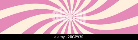 Girly pink radial background with retro vibes. Spiral pattern complemented by comic candy and pop aesthetics. Flat vector illustration isolated on whi Stock Vector
