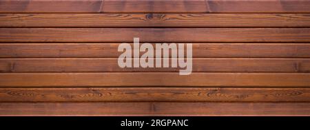 Old brown rustic wooden boards, panorama banner long. Panoramic shot of wood grain plank texture background. Stock Photo