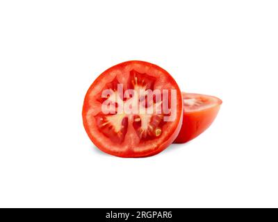 Cut and slice fresh red tomatoes isolated on white background Stock Photo