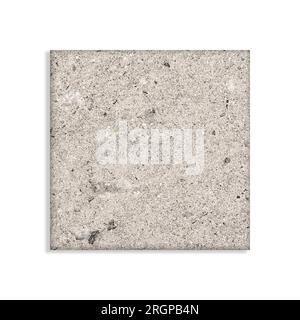Close-up of a tile isolated on white background with clipping path. Grey brick used in construction and home building Stock Photo