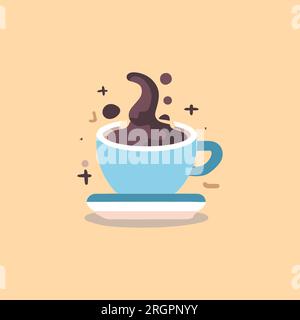 Cup of coffee with steam flat vector illustration Stock Vector