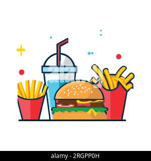 Set of fast-food items vector illustration Stock Vector