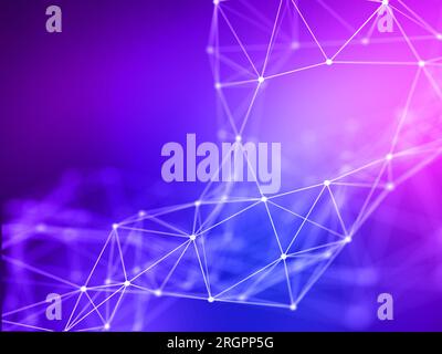 3D render of a network communications background with low poly plexus design Stock Photo