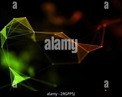 3D render of an abstract background with a low poly plexus design Stock Photo