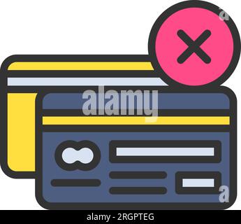 Credit Card Rejected Icon image. Suitable for mobile application. Stock Vector