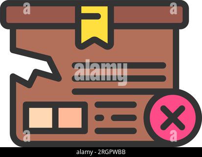 Delivery Box Rejected Icon image. Suitable for mobile application. Stock Vector