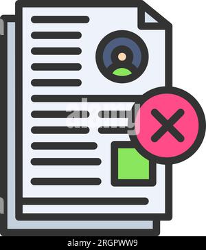 Document Rejected Icon image. Suitable for mobile application. Stock Vector
