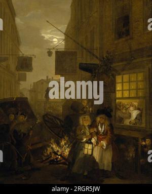 The Four Times of Day: Night 1736 by William Hogarth Stock Photo