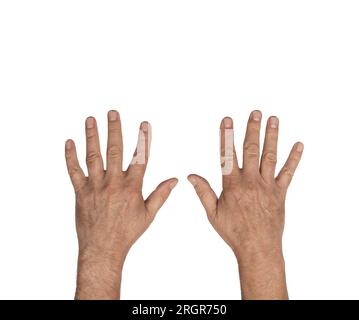 the backs of a man's hands on a transparent background Stock Photo