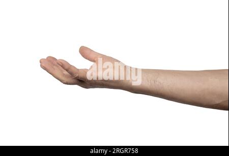 a male hand with the palm up on a transparent background Stock Photo