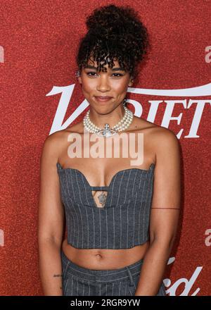 HOLLYWOOD, LOS ANGELES, CALIFORNIA, USA - AUGUST 10: American actress and singer Alexandra Shipp arrives at the Variety 2023 Power Of Young Hollywood Celebration held at NeueHouse Los Angeles on August 10, 2023 in Hollywood, Los Angeles, California, United States. (Photo by Xavier Collin/Image Press Agency) Stock Photo