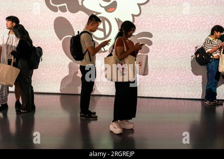 Hundreds of Blackpink fans flock to the Blackpink and American Express “Born Pink” pop-up in Chelsea on Wednesday, August 9, 2023. The fans of the South Korean girl group were given the opportunity to purchase oodles of Blackpink merch at a dedicated in-store shopping experience. (© Richard B. Levine) Stock Photo