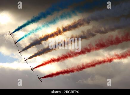 ROYAL AIR FORCE AEROBATIC DISPLAY TEAM THE  RED ARROWS Stock Photo