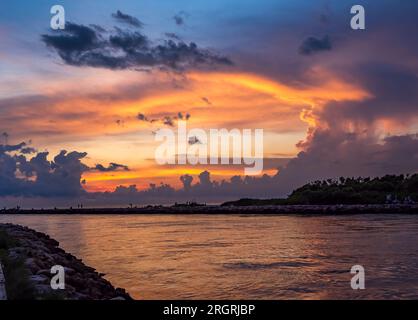 Sunset over the Gulf of Mexico from Venice Florida USA Stock Photo