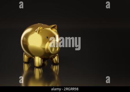 Golden Piggy Bank Isolated Stock Photo - Alamy