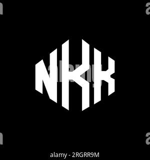 NKK letter logo design with polygon shape. NKK polygon and cube shape logo design. NKK hexagon vector logo template white and black colors. NKK monogr Stock Vector