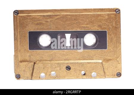 Golden audio cassette tape isolated on white background Stock Photo - Alamy