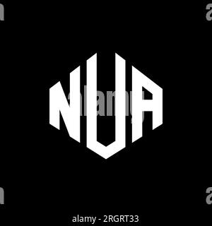NUA letter logo design with polygon shape. NUA polygon and cube shape