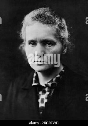 France  c. 1920 Portrait of two time Nobel Prize winning chemist and physicist Marie Curie. Stock Photo