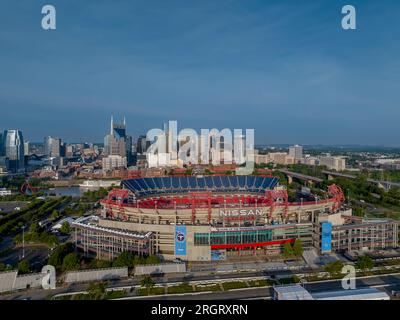 Nashville, TN, USA. 8th Aug, 2023. Aerial view of Nissan Stadium