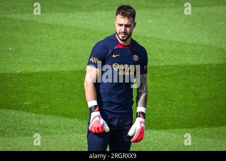 Poissy, France, France. 11th Aug, 2023. Arnau TENAS of PSG during a Paris Saint-Germain training session at Campus PSG on August 11, 2023 in Poissy near Paris, France. (Credit Image: © Matthieu Mirville/ZUMA Press Wire) EDITORIAL USAGE ONLY! Not for Commercial USAGE! Credit: ZUMA Press, Inc./Alamy Live News Stock Photo