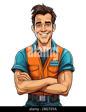 Man for any job. professional repairman. Man build house. Skilled architect repair and fix. Stock Photo