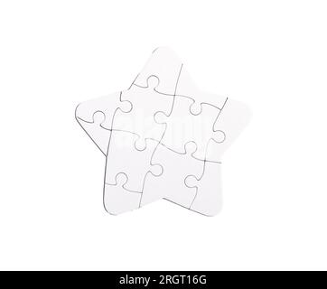 Star puzzle isolated on white. Connected joint jigsaw. Stock Photo