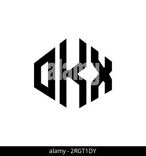 OKX letter logo design with polygon shape. OKX polygon and cube shape logo design. OKX hexagon vector logo template white and black colors. OKX monogr Stock Vector