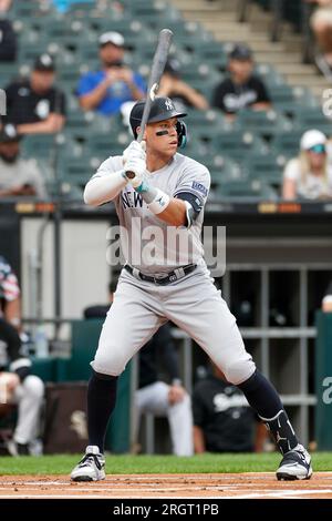 Chicago, USA. 09th Aug, 2023. New York Yankees catcher Kyle Higashioka (66)  warms up during a MLB regular season game between the New York Yankees and  Chicago White Sox, Wednesday, August 9