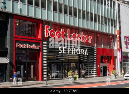 Foot Locker and Sephora Storefronts on W. 34th Street, NYC, USA  2023 Stock Photo