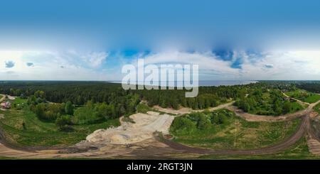 360 panorama. Construction site in forest. Jurmala, Latva. Baltic sea Stock Photo