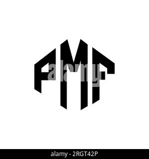 PMF letter logo design with polygon shape. PMF polygon and cube shape logo design. PMF hexagon vector logo template white and black colors. PMF monogr Stock Vector