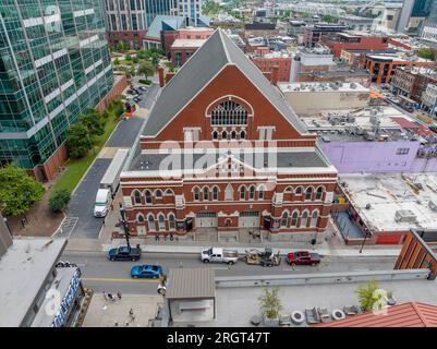 Nashville, TN, USA. 8th Aug, 2023. Aerial view of the famous Ryman Auditorium in Nashville Tennessee. (Credit Image: © Walter G Arce Sr Grindstone Medi/ASP) EDITORIAL USAGE ONLY! Not for Commercial USAGE! Stock Photo