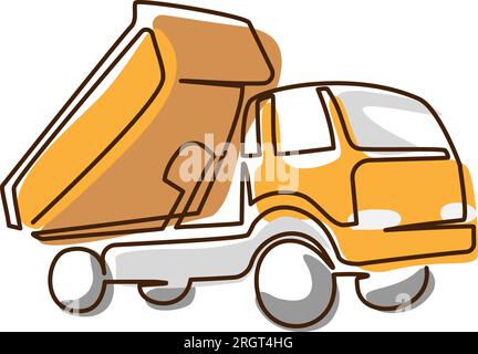 Dump Truck. Continuous One single line drawing. Stock Vector