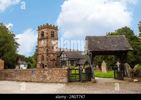 St Oswald's parish church in the Cheshire village of Lower Peover Near Knutsford, the oldest parts dating back to the 14th century Stock Photo