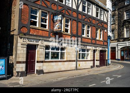 The exterior of the Jolly Sailor public house, a popular bar, in the seaside town of Whitby on the North Yorkshire coast Stock Photo