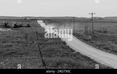 A lonely rural road in South Dakota Stock Photo