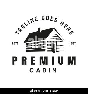 Cabin Wooden Farm Minimalist Vintage Retro Art Logo design inspiration vector Stock Vector