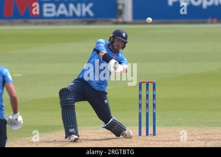 London, UK. 11th Aug, 2023. Alex Blake batting as Surrey take on Kent in the Metro Bank One-Day Cup at the Kia Oval. Credit: David Rowe/Alamy Live News Stock Photo