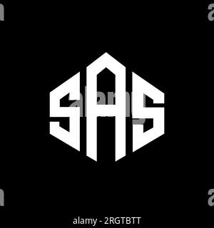 SAS letter logo design with polygon shape. SAS polygon and cube shape logo design. SAS hexagon vector logo template white and black colors. SAS monogr Stock Vector