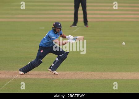 London, UK. 11th Aug, 2023. Jack Leaning batting as Surrey take on Kent in the Metro Bank One-Day Cup at the Kia Oval. Credit: David Rowe/Alamy Live News Stock Photo