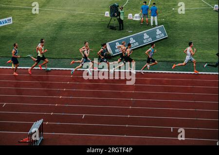 OSTRAVA, CZECHIA, JUNE 27, 2023: Men Participate in 800m Run at Track and Field Championship for Worlds in Budapest and Games in Paris Stock Photo