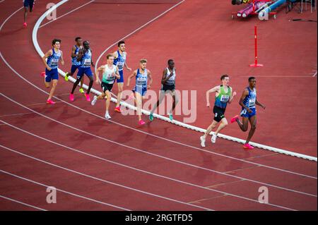 OSTRAVA, CZECHIA, JUNE 27, 2023: Male Runners Complete 1500m Distance in Track and Field Meet Stock Photo