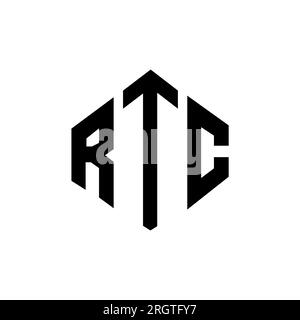 RTC letter logo design with polygon shape. RTC polygon and cube shape logo design. RTC hexagon vector logo template white and black colors. RTC monogr Stock Vector