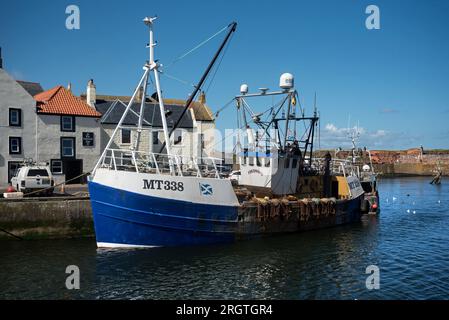Fishing boat MT338 "Fredwood", docked in Eyemouth Harbour, Berwickshire, Scotland, UK. Stock Photo