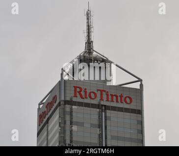 Top of the famous Rio Tinto building in Perth Western Australia is one of the city's tallest landmarks Stock Photo