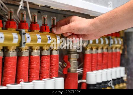 Modern electric boiler in the house Stock Photo