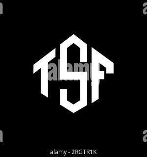 TSF letter logo design with polygon shape. TSF polygon and cube shape logo design. TSF hexagon vector logo template white and black colors. TSF monogr Stock Vector