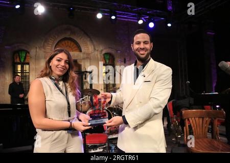 East Jerusalem, Israel. 10th Aug, 2023. The internationally known Palestinian artist, Omar Kamal, concluded the activities of the Jerusalem Festival 2023, at the Garden Theater of the National Conservatory of Music in Jerusalem on August 10, 2023. (Photo by Saeed Qaq/NurPhoto) Credit: NurPhoto SRL/Alamy Live News Stock Photo