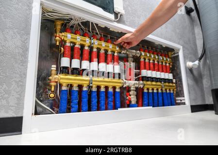 Modern electric boiler in the house Stock Photo